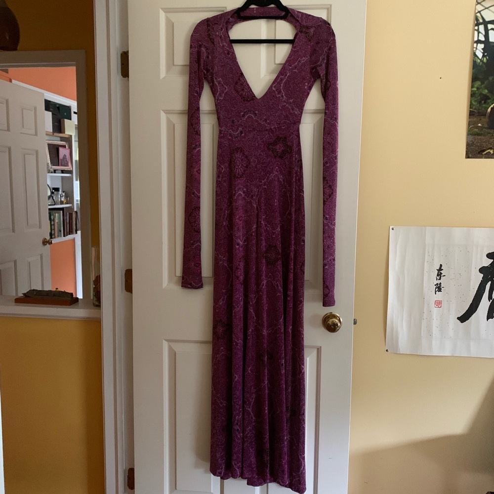 AMAZING Spanish Moss maxi long sleeve cutout dress